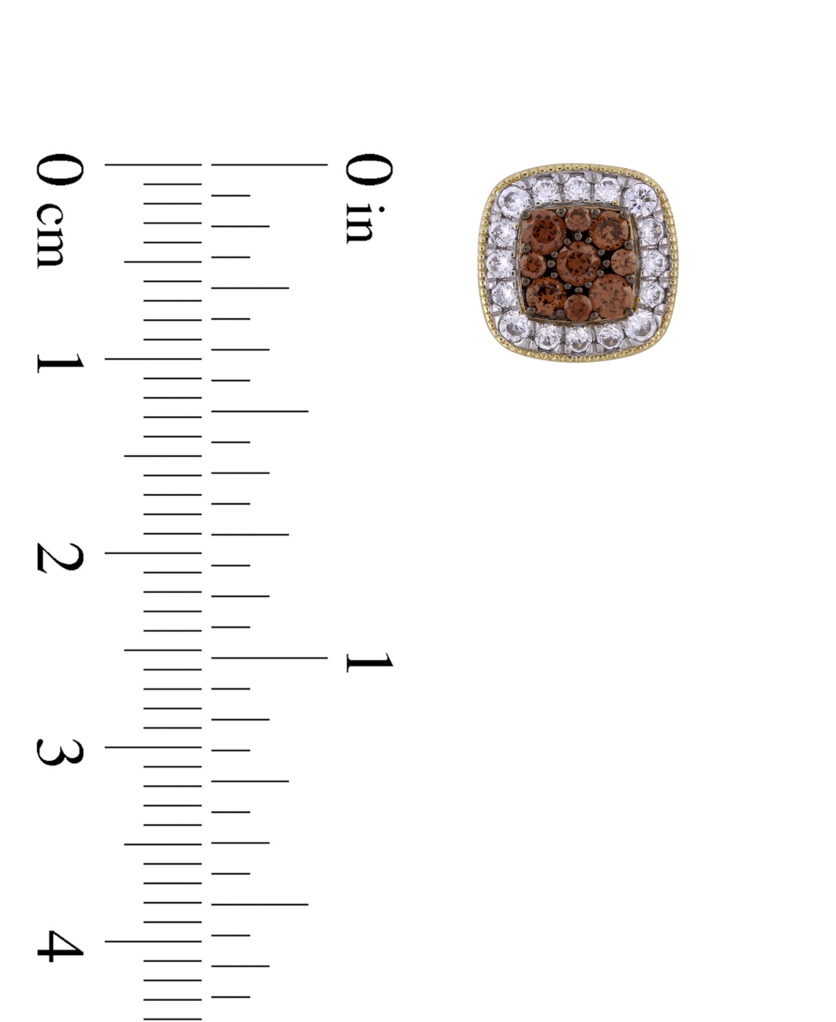 Men's Brown Diamond & White Diamond Square Halo Cluster Stud Earrings (1 ct. t.w.) in 10k Gold