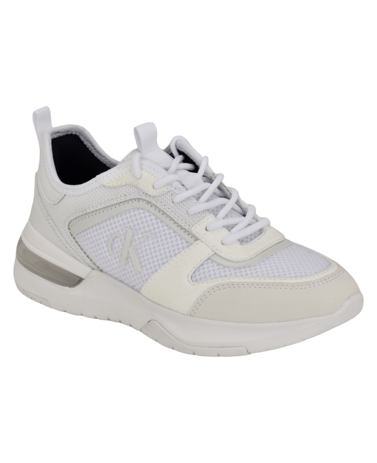 Shop Calvin Klein Women's Jazmeen Lace-up Round Toe Casual Sneakers In Ivory