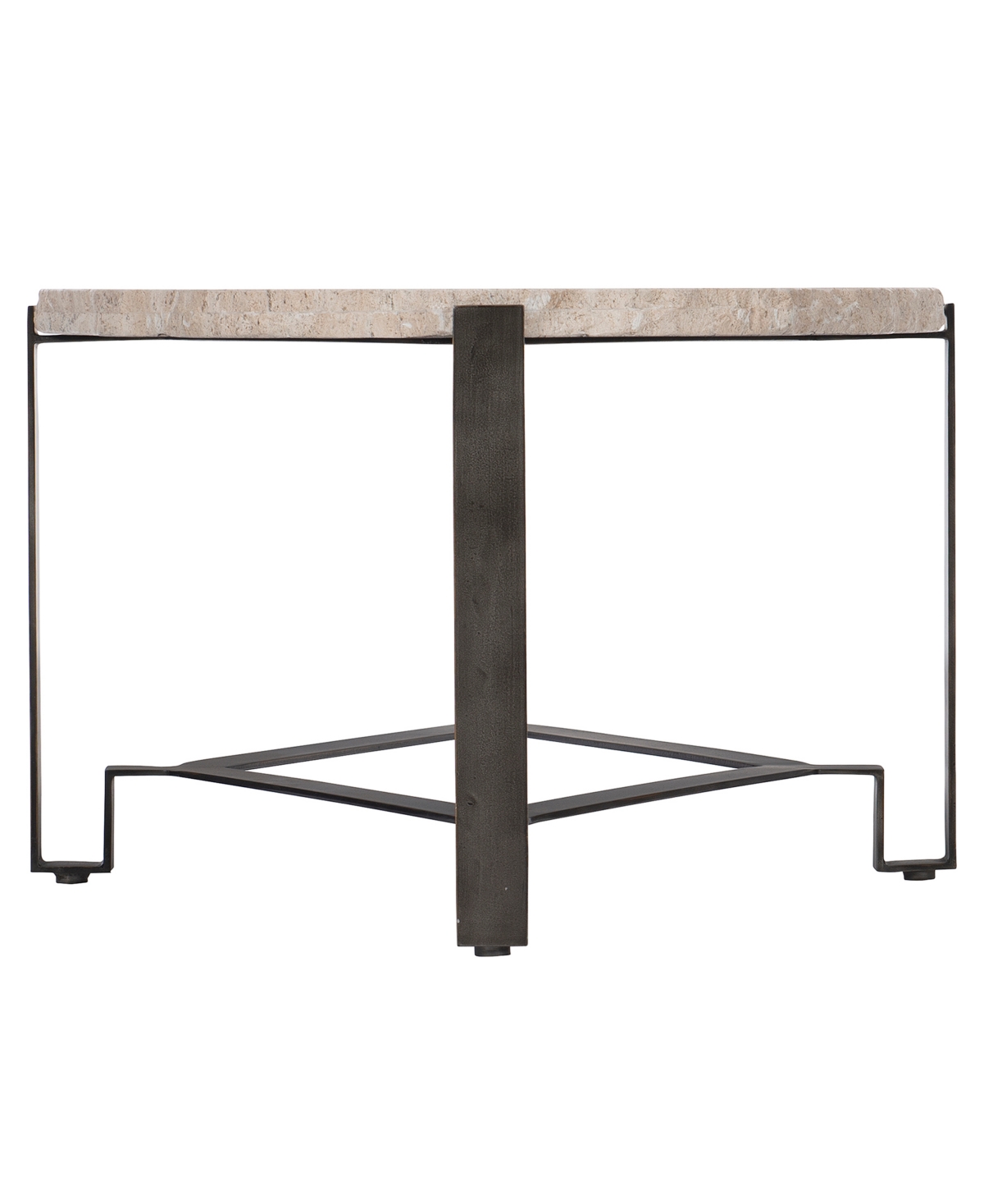 Shop Bernhardt Sayers 48" Travertine Cocktail Table In White Travertine,bronze Finish Base