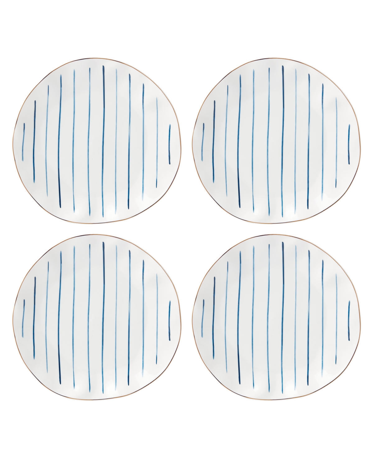 Blue Bay Stripes Dinner Plates, Set of 4 - Blue and White