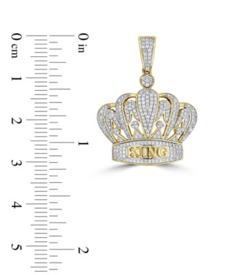 Men's Diamond Pav&eacute; King & Crown Pendant (3/4 ct. t.w.) in 10k Gold