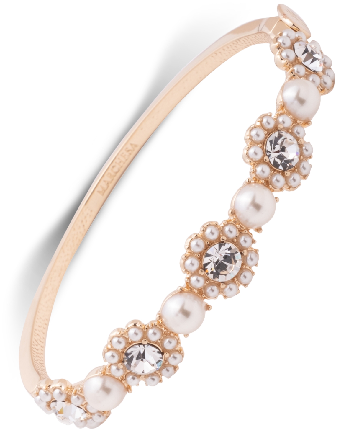 Shop Marchesa Gold-tone Crystal & Imitation Pearl Bangle Bracelet