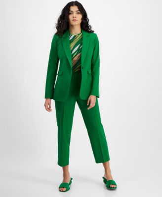 Bar Iii Womens One Button Jacket Printed Mesh T Shirt Pants Created For Macys In Green Apple