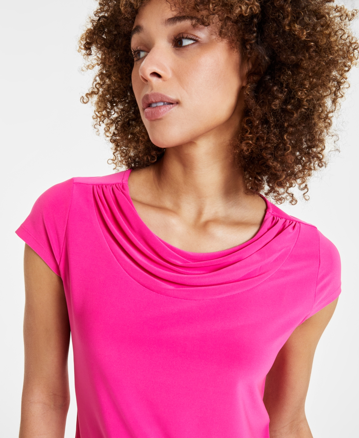 Shop Kasper Petite Cowl-neck Top In Pink Perfection