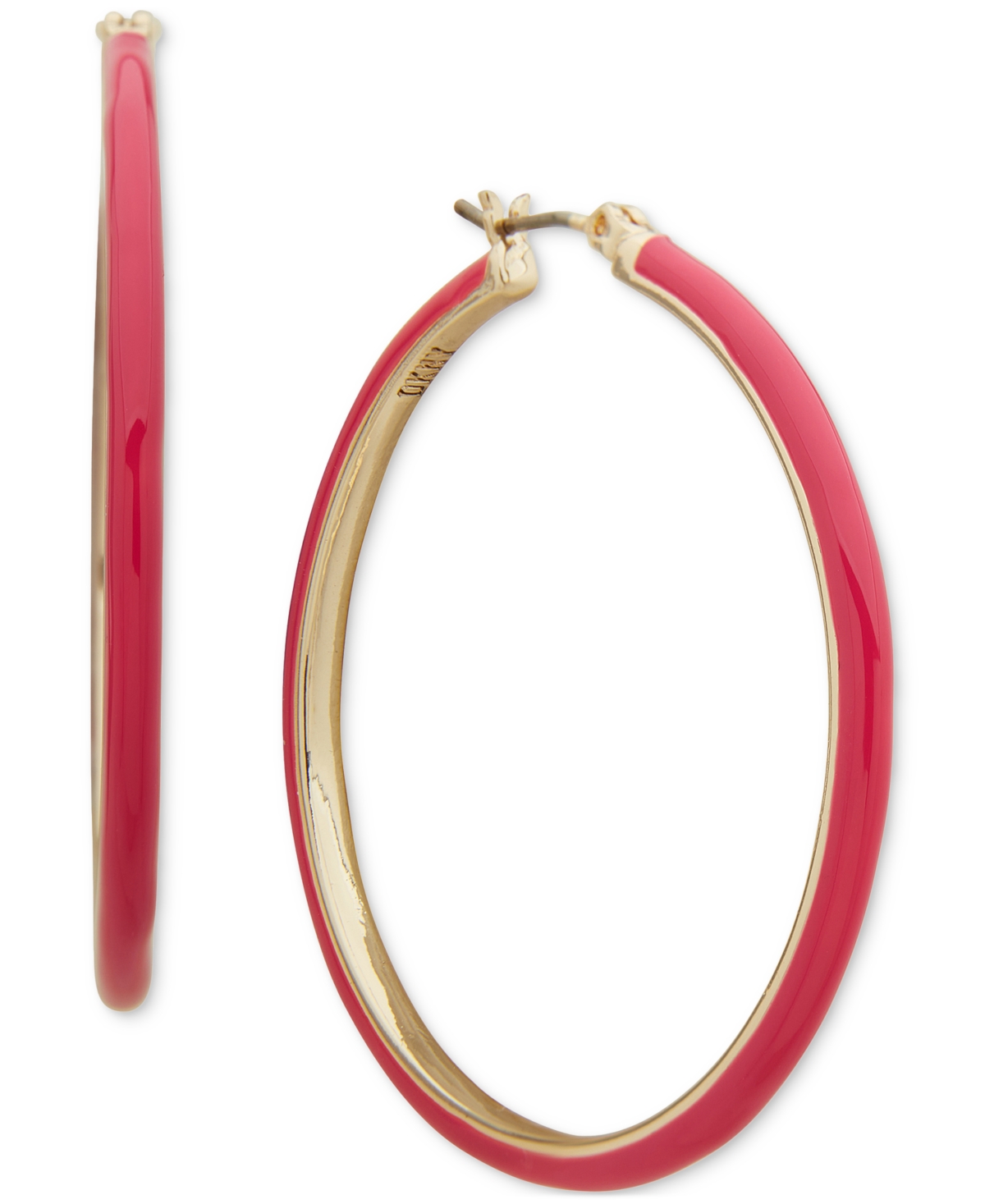 Shop Dkny Gold-tone Medium Color-coated Hoop Earrings, 1.52" In Pink