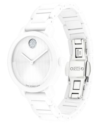 Women's Swiss Bold Evolution 2.0 White Ceramic Bracelet Watch 34mm