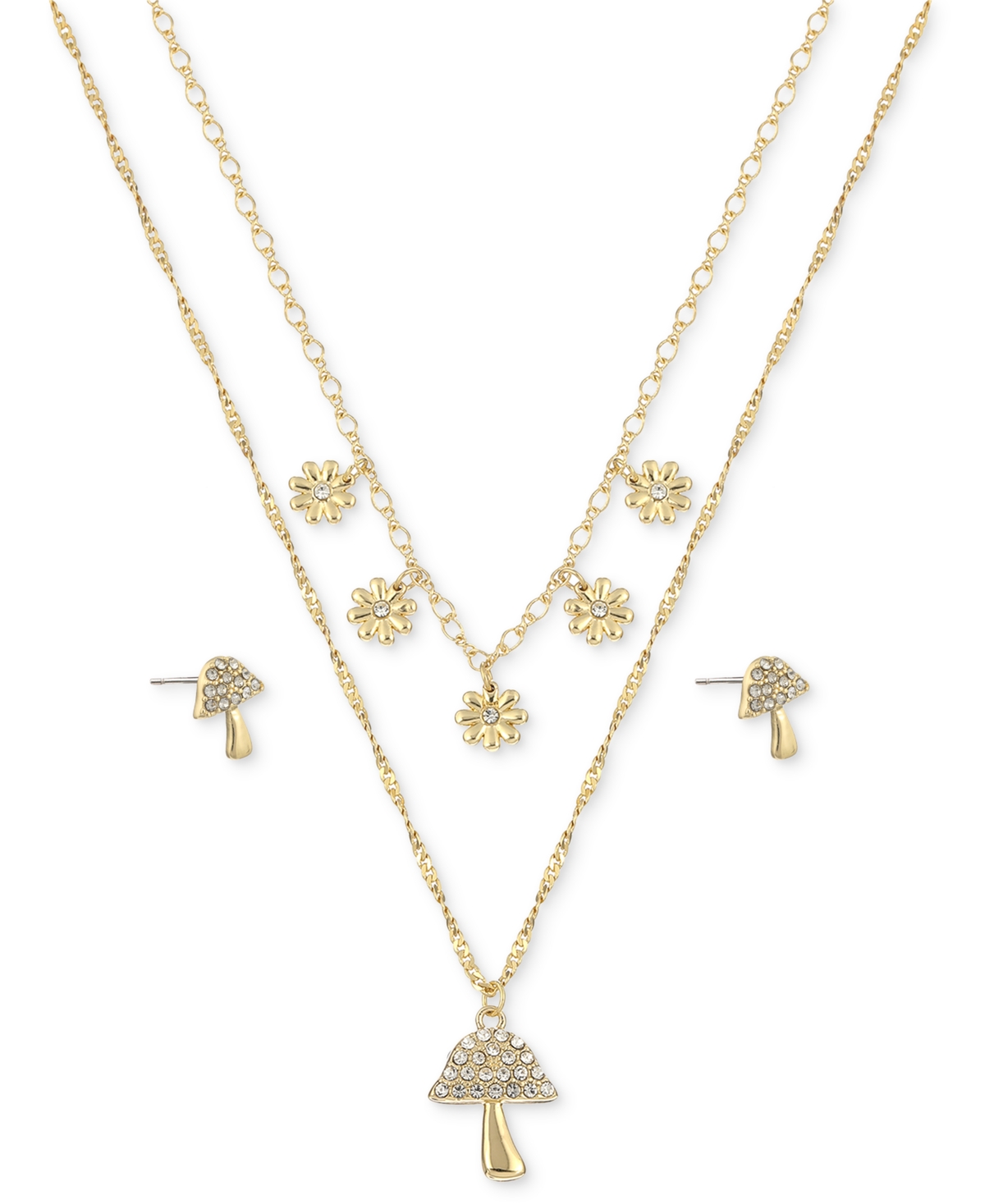 Shop Macy's Flower Show Mushroom Necklace And Earring Set, Created For  In Gold