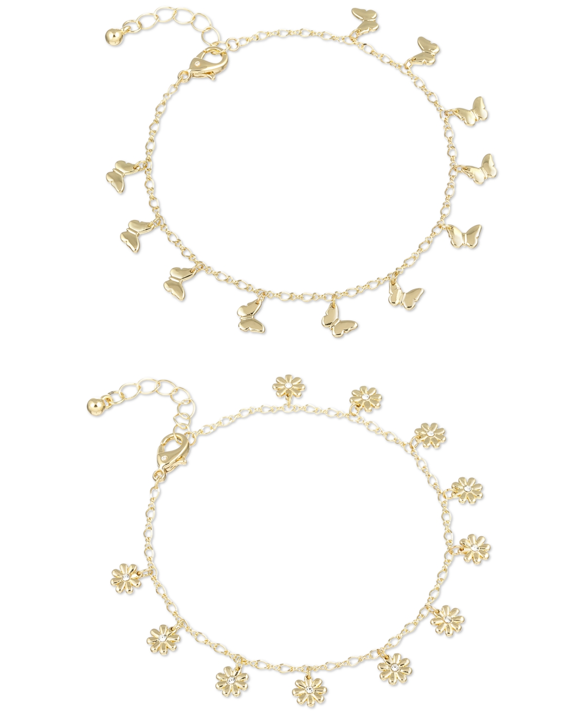 Shop Macy's Flower Show Floral Charm Bracelet, Created For  In Gold