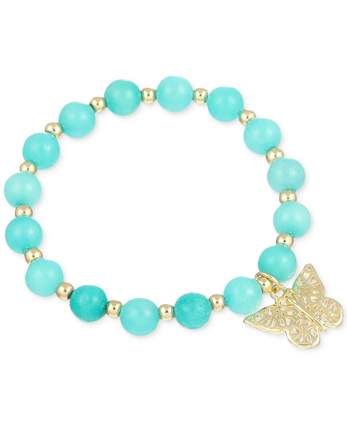 Shop Macy's Flower Show Kid's Beaded Stretch Charm Butterfly Bracelet, Created For  In Blue