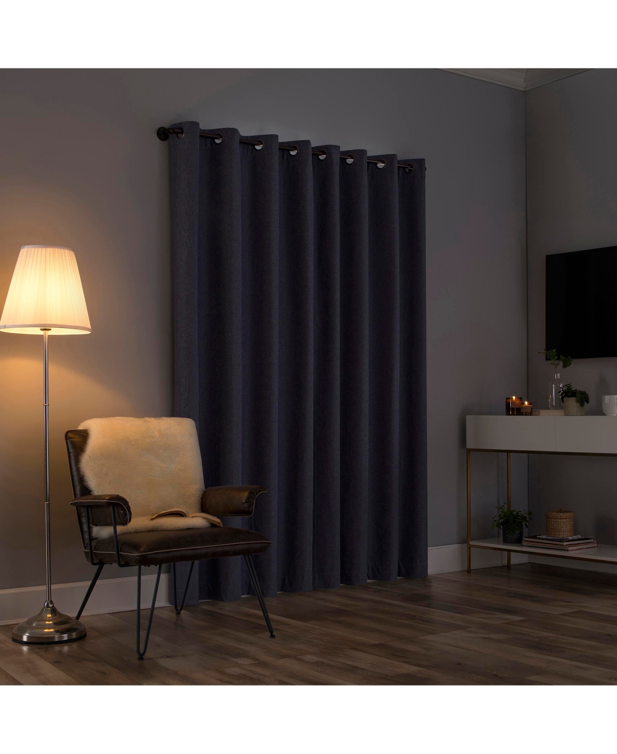 Tresello Tonal Texture Draft Shield Fleece Insulated 100% Blackout Grommet Curtain Panel