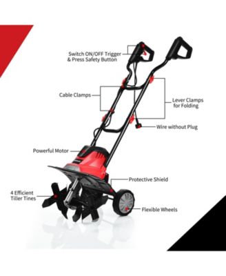Corded Electric Tiller and Cultivator 9-Inch Tilling Depth