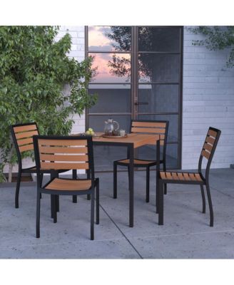 Kersey 5 Piece Patio Table And Chairs Set Faux Wood And Metal Indoor/Outdoor Table And Chairs With All-Weather Purpose