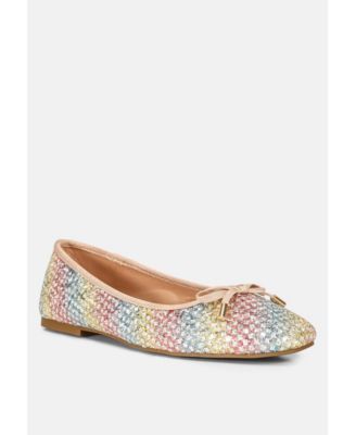 Womens Glitter Faux Leather Flat Ballerinas