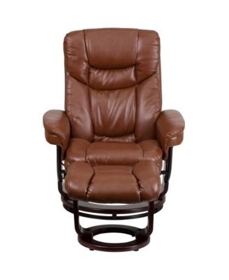 EMMA + OLIVER  Standard Size  Wood Base & Foam Upholstery  Multi-Position Recline, Swivel Base, Curved Ottoman Recliner Chair Set