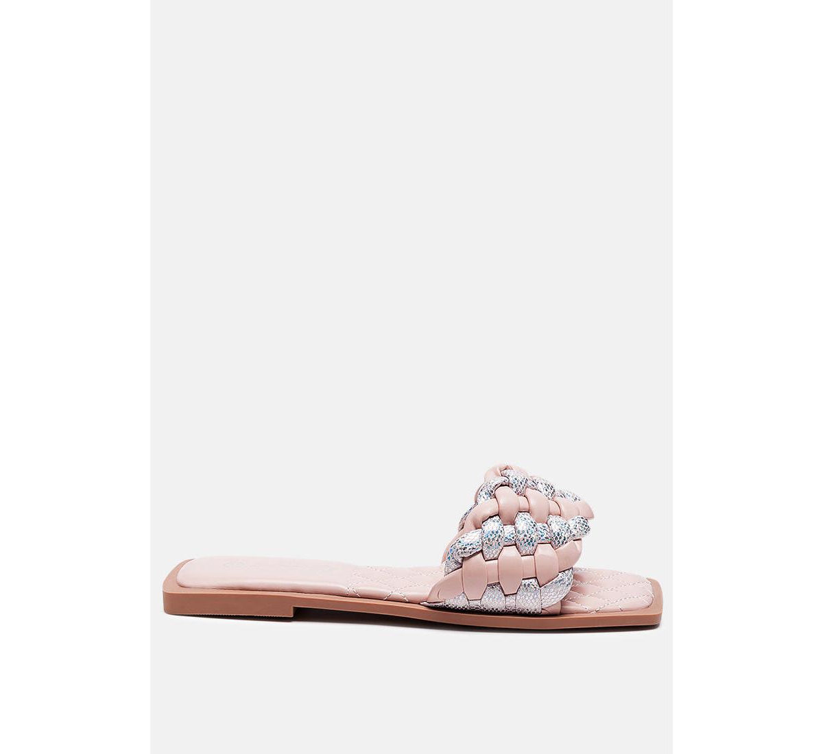 Women's Allium Metallic Woven Strap Flats - Pink