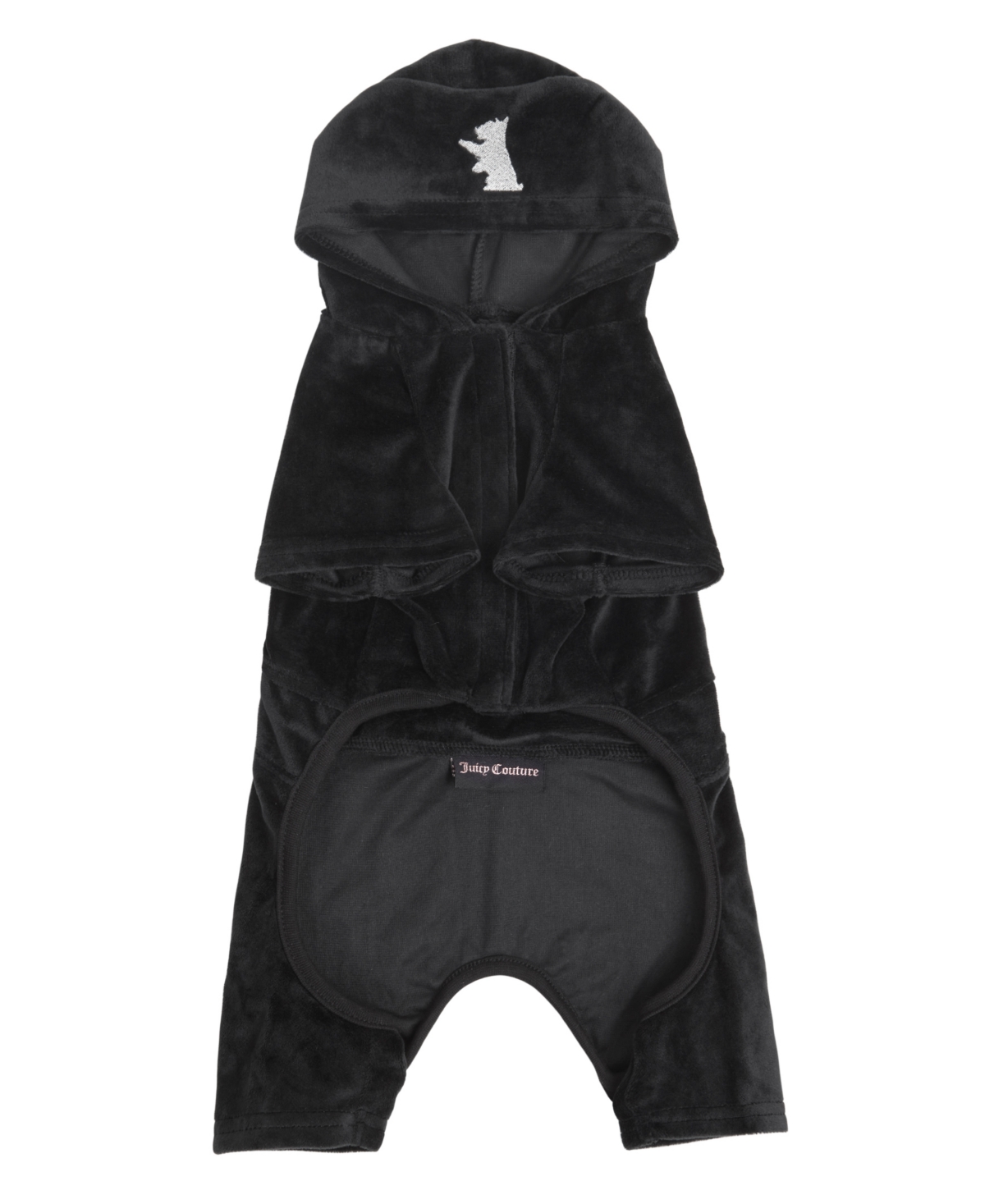 Hooded Pet Juicy Bling Velour Tracksuit for Small Dogs and Cats, XSmall/Small - Black