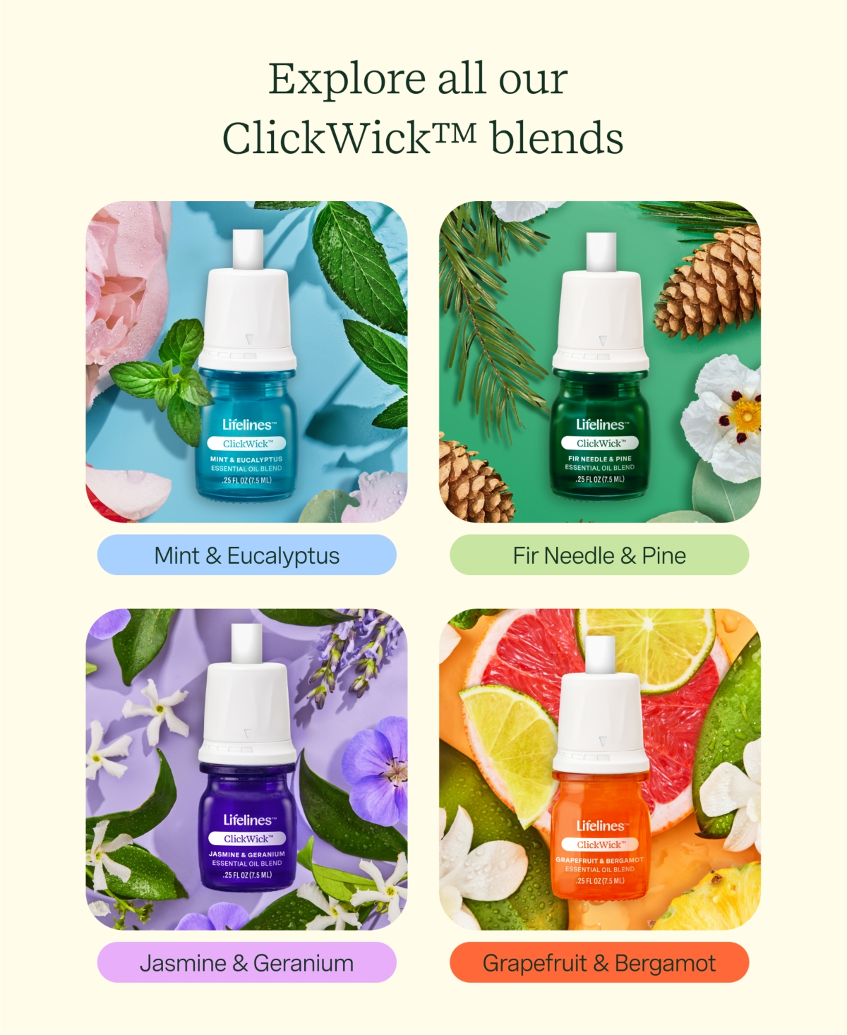Shop Lifelines Blends Click Wick Refill Woods Mountain Air 2-pack, 0.5 Fl oz In Multi Colored