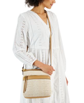 Straw North South Crossbody Bag, Exclusively at Macy's