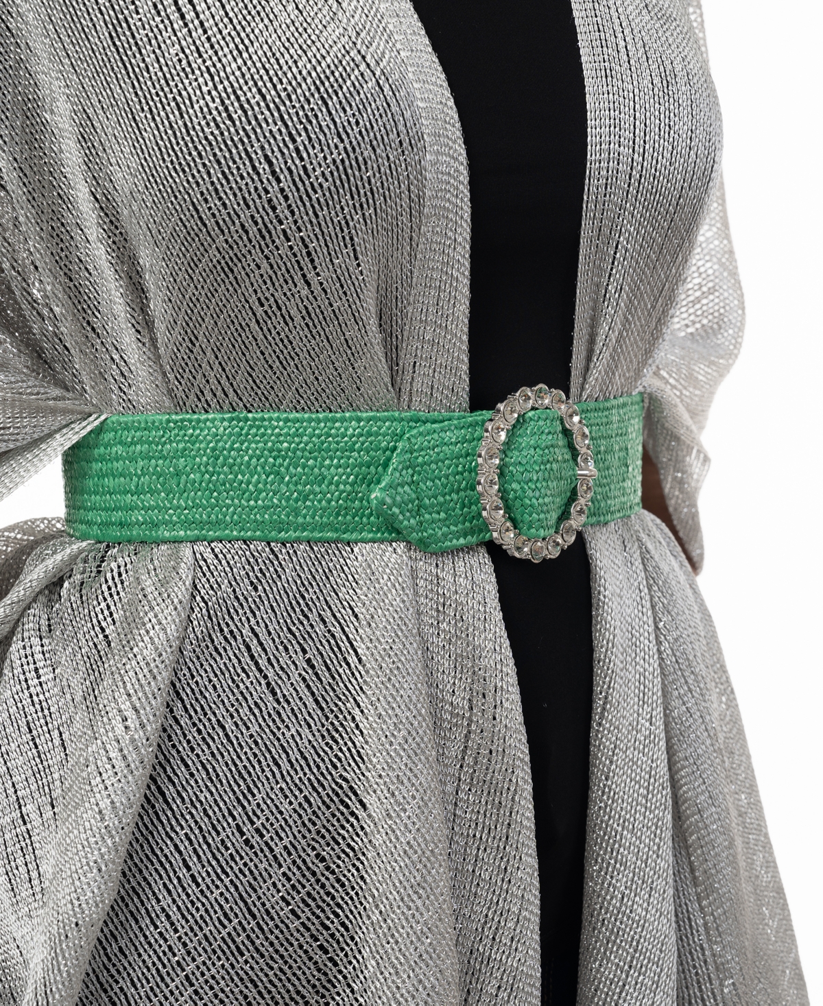 I.n.c. International Concepts Women's Embellished Stretch Straw Belt, Created for Macy's