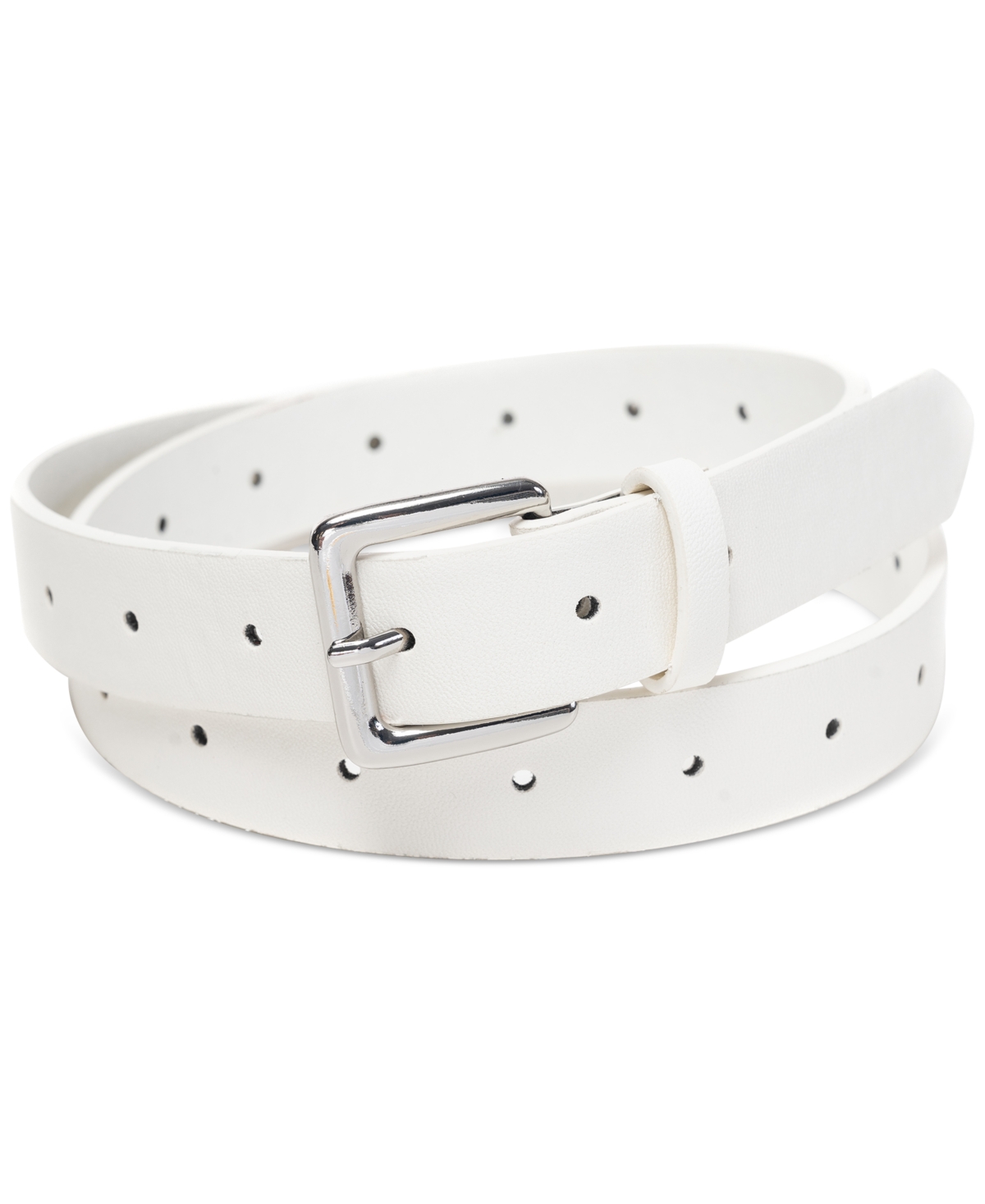 Shop On 34th Women's Adjustable Faux-leather Belt, Created For Macy's In White