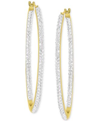 Macy's - Crystal Pav&eacute; In & Out Medium Hoop Earrings in 10k Gold, 1.57"