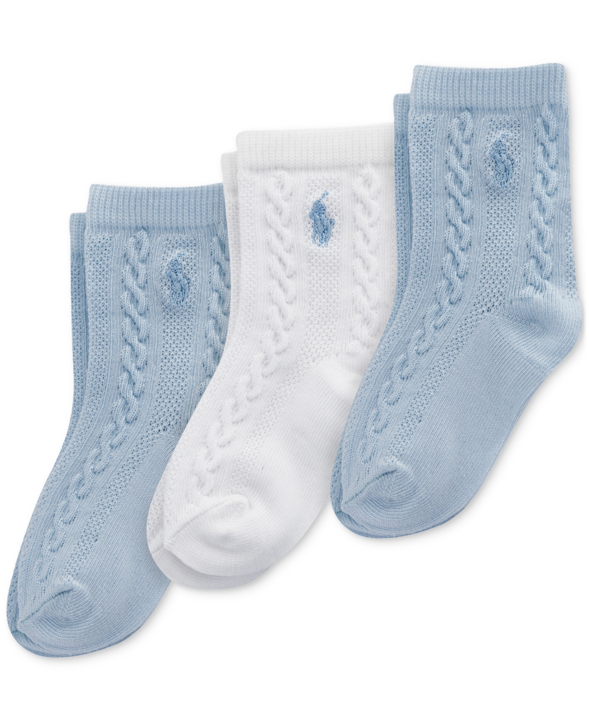 Shop Polo Ralph Lauren Baby Boys 3-pk. Cable-knit Socks In Blue