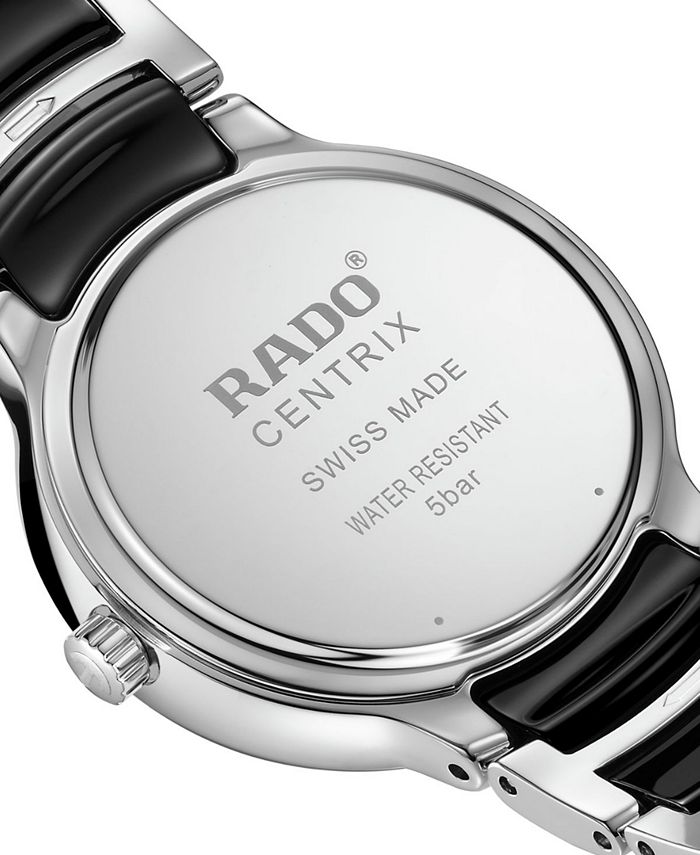Rado Women's Swiss Centrix Black Ceramic & Stainless Steel Bracelet ...