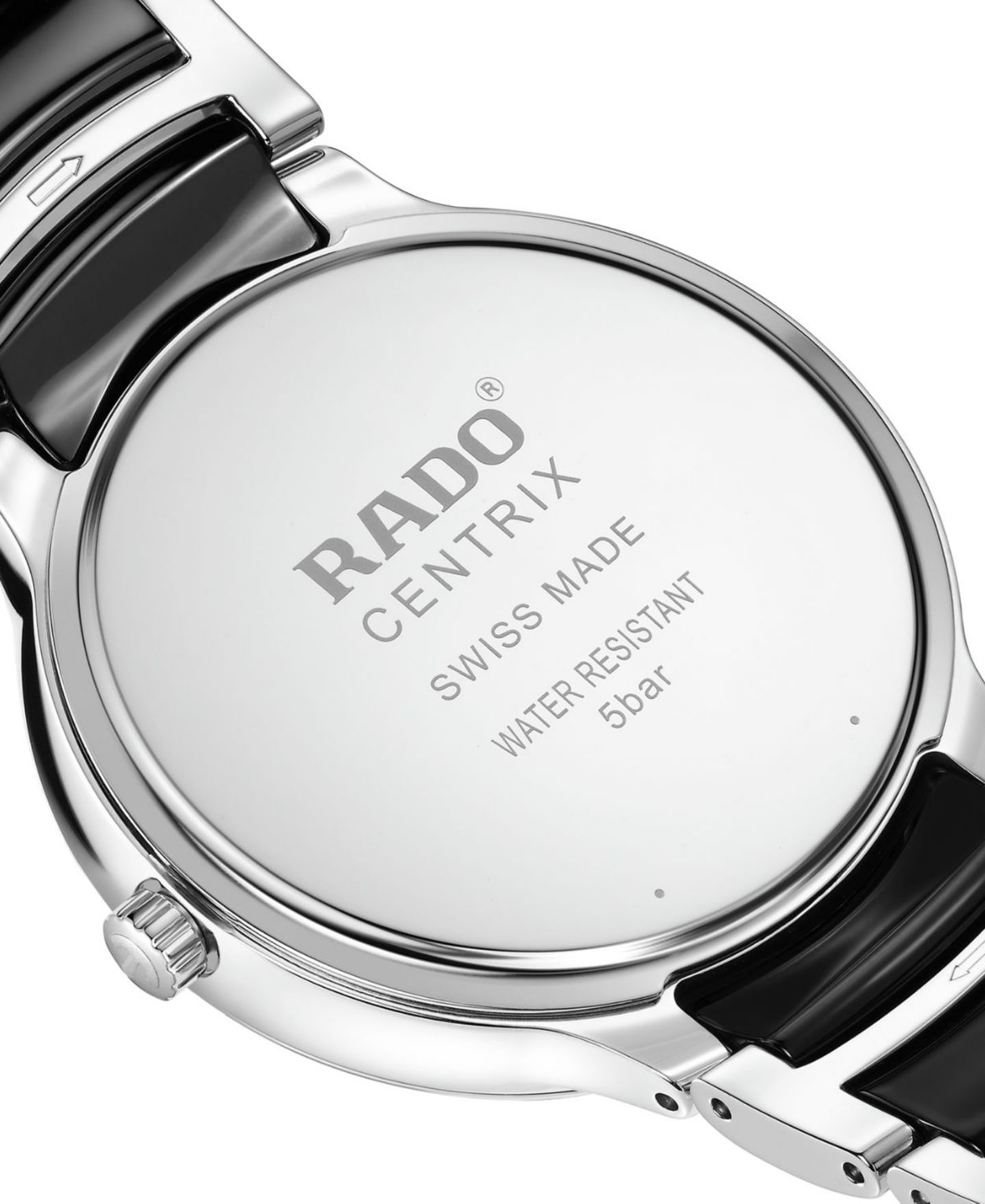 Часы Rado Unisex Swiss Centrix Diamond (1/20 ct. t.w.) Black Ceramic & Stainless Steel Bracelet Watch 40mm — фото 3