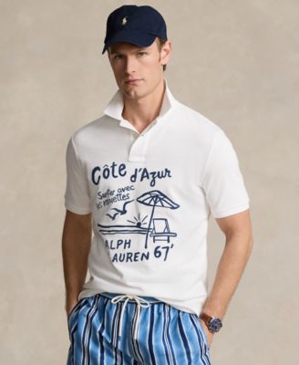 폴로 랄프로렌 Polo Ralph Lauren Mens Classic-Fit Embroidered Mesh Polo Shirt,Classic Oxford White