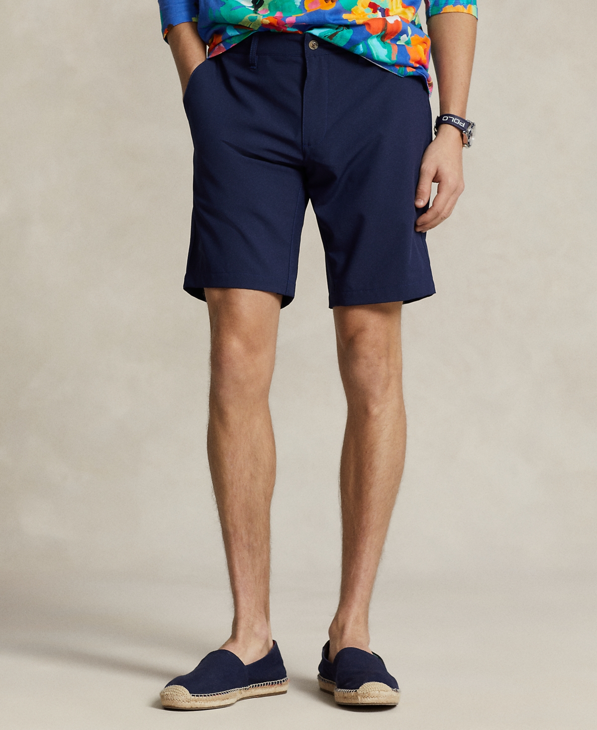 Shop Polo Ralph Lauren Men's 9.5-inch Stretch Dobby Beach Shorts In Newport Navy