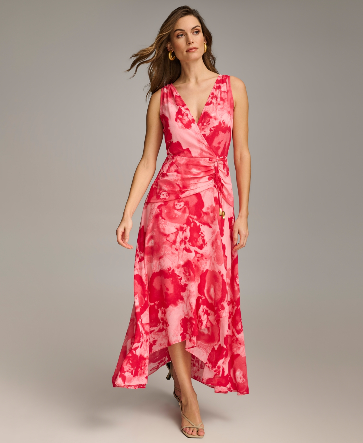 Shop Donna Karan Women's Printed Sleeveless Maxi Dress In Rose Qurtz