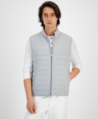 Alfani - Men's Heathered Quilted Zip Stand-Collar Vest