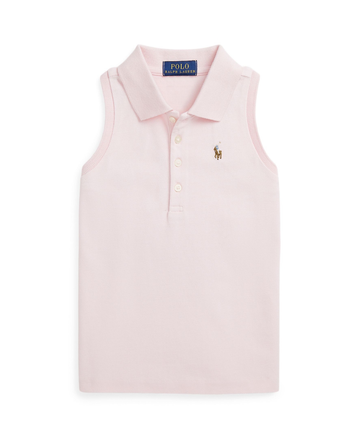 Shop Polo Ralph Lauren Toddler And Little Girls Cotton Mesh Sleeveless Polo Shirt In Hint Of Pink