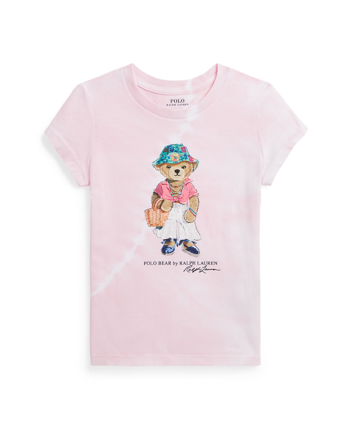 Polo Ralph Lauren Kids' Big Girls Polo Bear Tie-dye Cotton Jersey T-shirt In Hint Of Pink Tie Dye