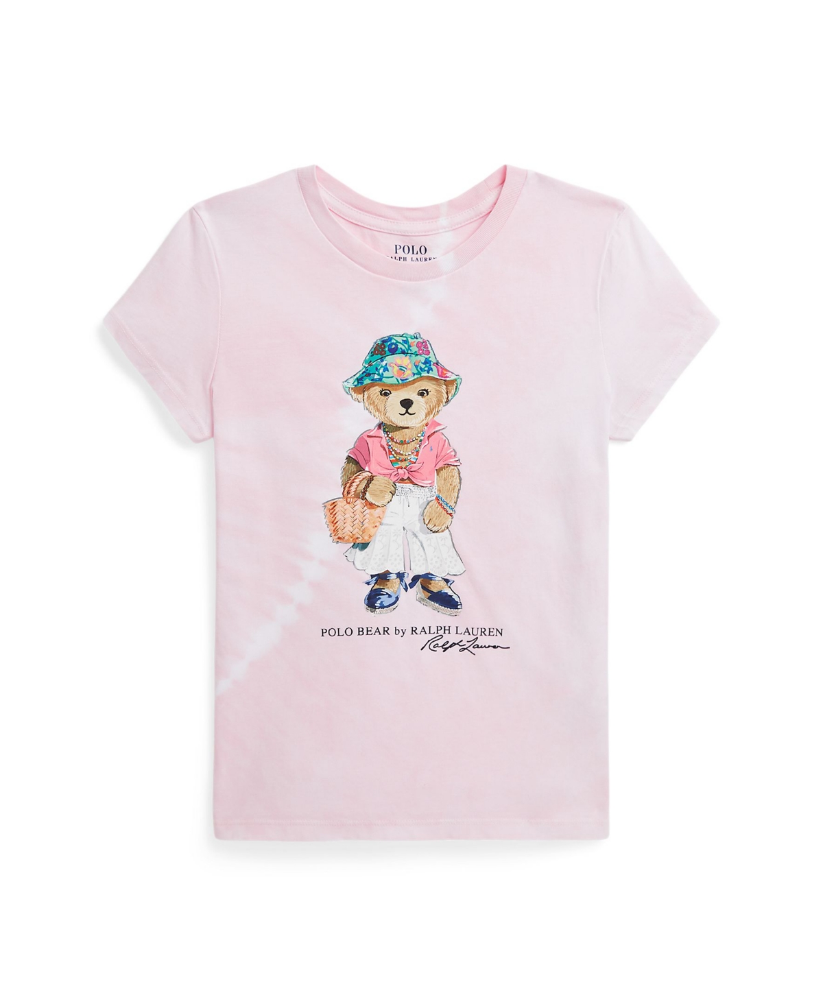 Shop Polo Ralph Lauren Big Girls Polo Bear Tie-dye Cotton Jersey T-shirt In Hint Of Pink Tie Dye