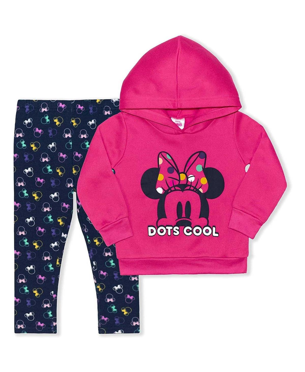 Shop Children's Apparel Network Toddler Minnie Mouse Pink, Navy Pullover Hoodie And Leggings Set
