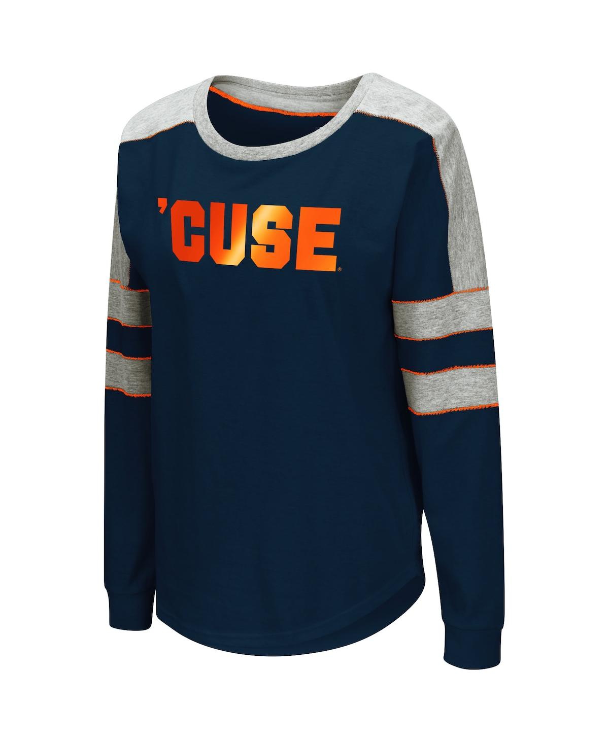 Women's ColosseumSyracuse Orange Trey Dolman Long Sleeve T-shirt - Navy