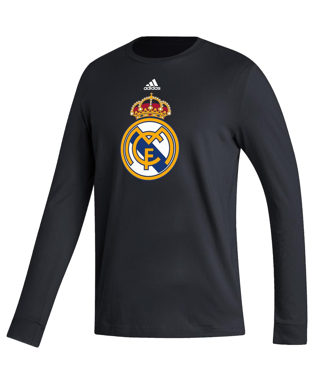 Men's adidasReal Madrid Vertical Wordmark Long Sleeve T-shirt - Black