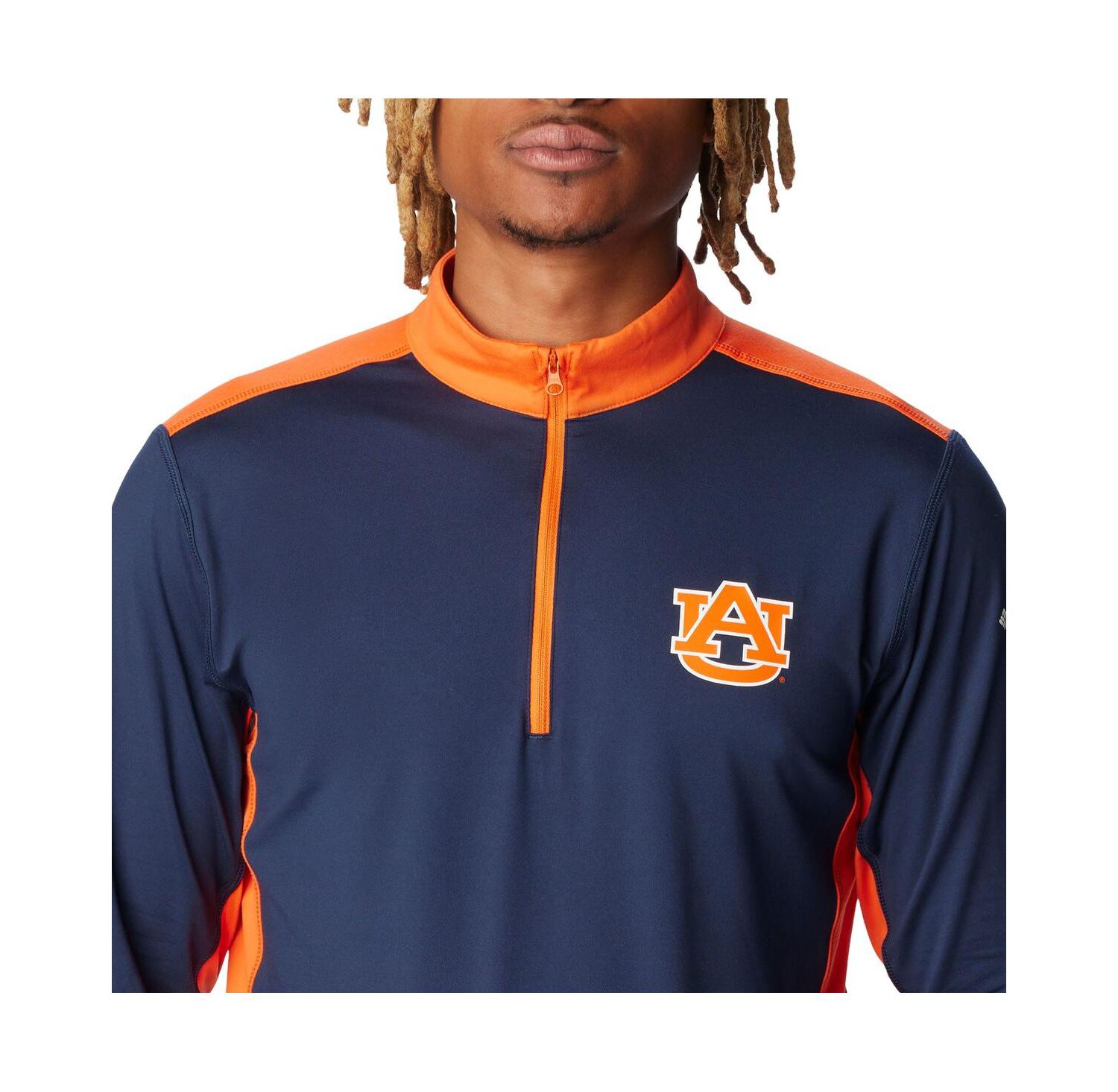Men's Navy Auburn Tigers Tech Trail Omni-Shade Quarter-Zip Top