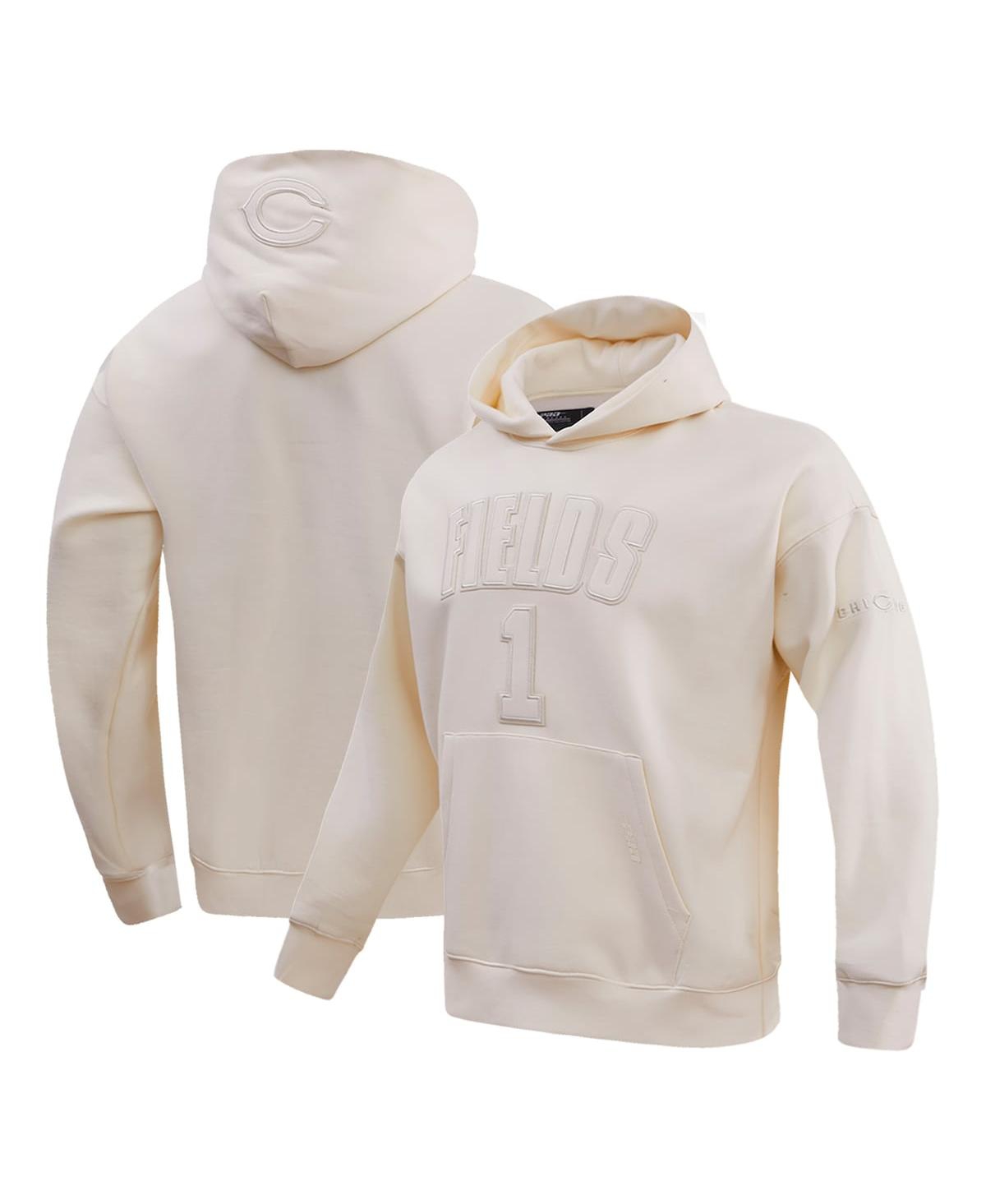 Shop Pro Standard Men's  Justin Fields Cream Chicago Bears Player Name And Number Pullover Hoodie