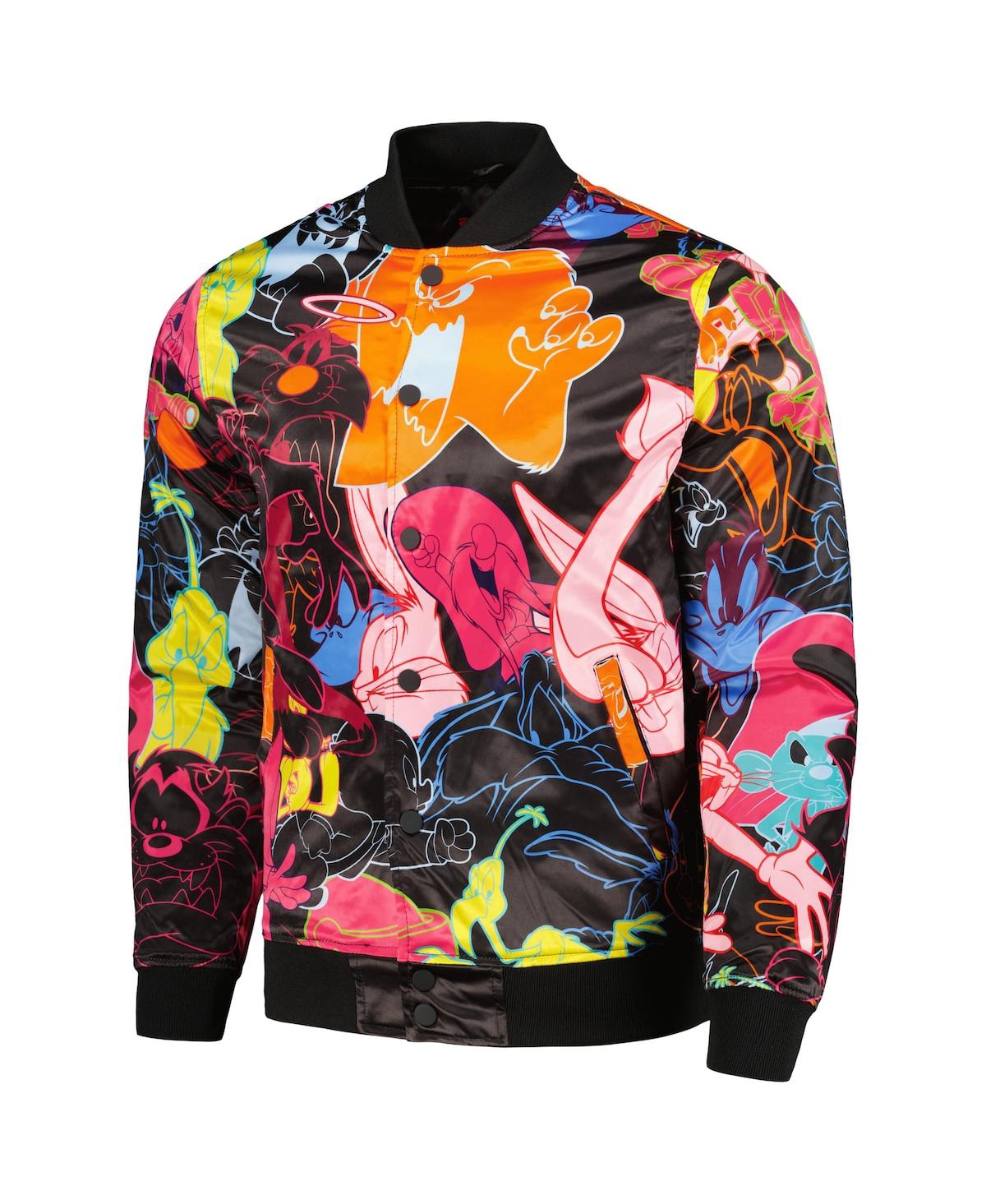Freeze Max Men's  Black Looney Tunes Graphic Satin Full-snap Jacket In Black