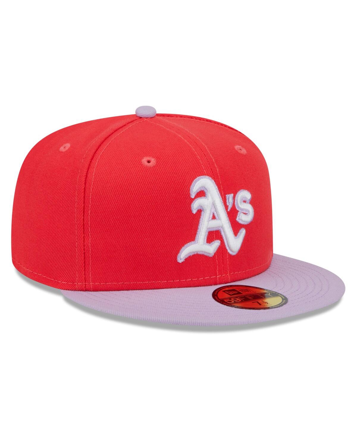 New Era Men's  Red, Lavender Oakland Athletics Spring Color Two-tone 59fifty Fitted Hat In Red,lavender