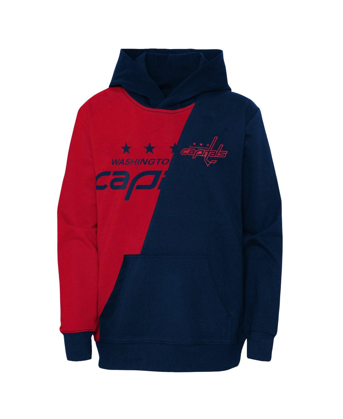 Shop Outerstuff Little Boys And Girls Red, Navy Washington Capitals Unrivaled Pullover Hoodie In Red,navy