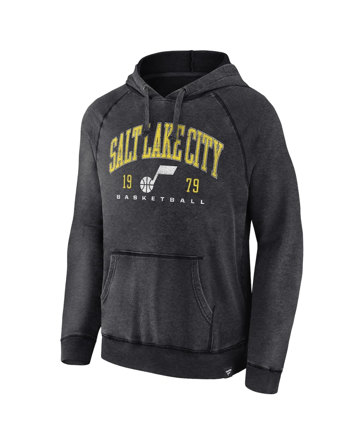 Men's FanaticsDistressed Utah Jazz Foul Trouble Snow Wash Raglan Pullover Hoodie - Heather Charcoal