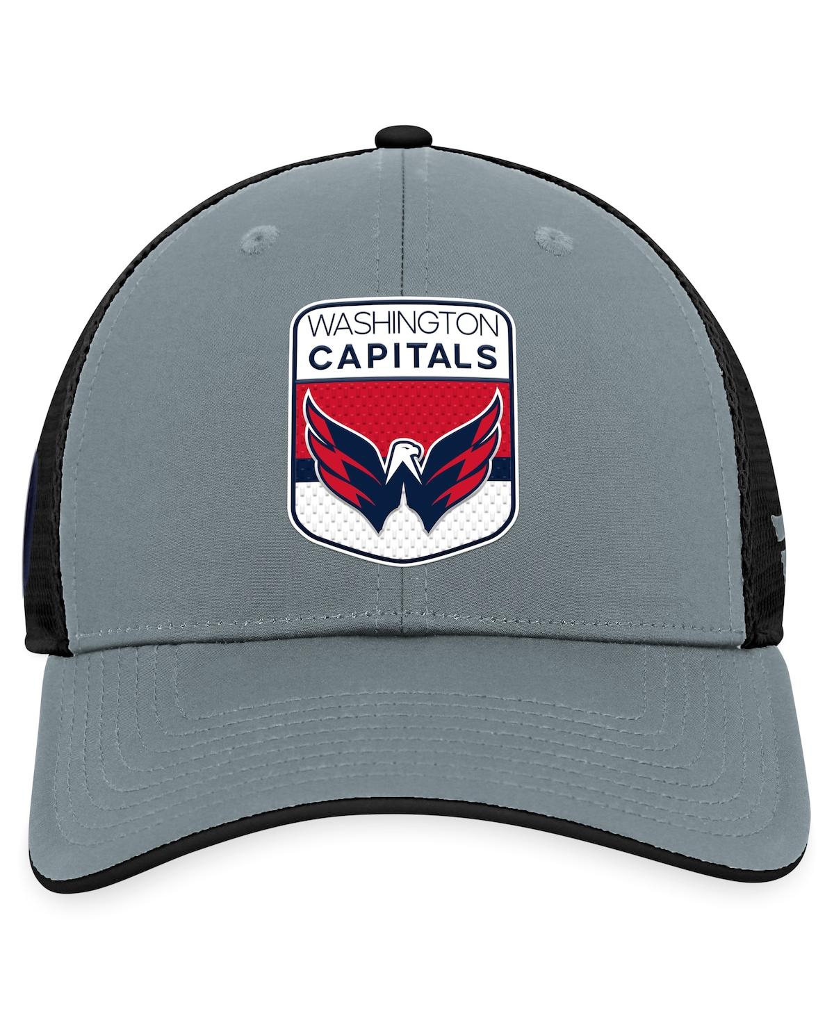 Fanatics Branded  Gray/black Washington Capitals Authentic Pro Home Ice Trucker Adjustable Hat In Gray,black