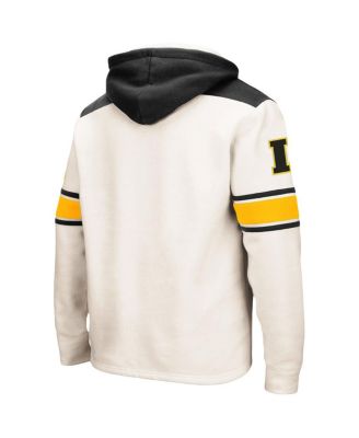 Men's Cream Iowa Hawkeyes Big and Tall Hockey Lace-Up Pullover Hoodie