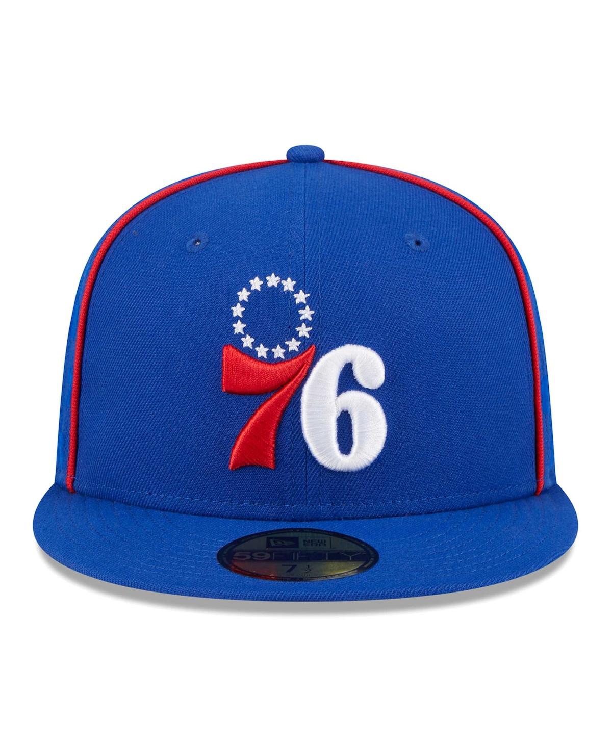 Men's New EraPhiladelphia 76ers Piped and Flocked 59Fifty Fitted Hat - Royal