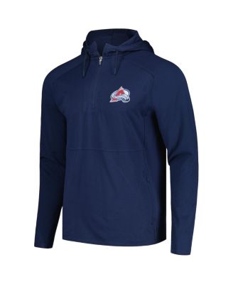 Men's Heather Navy Colorado Avalanche Spikes Raglan Quarter-Zip Hoodie
