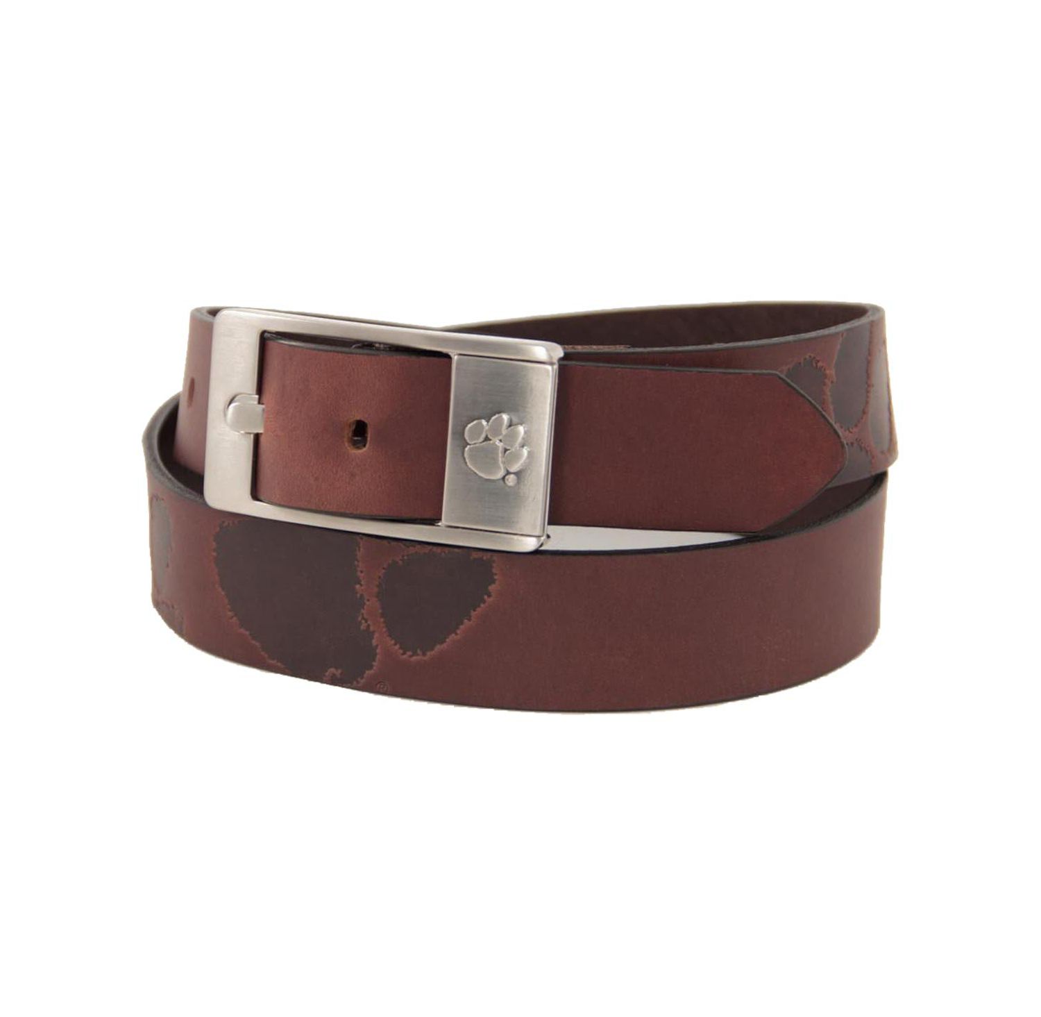 Men's Clemson Tigers Brandish Leather Belt - Brown