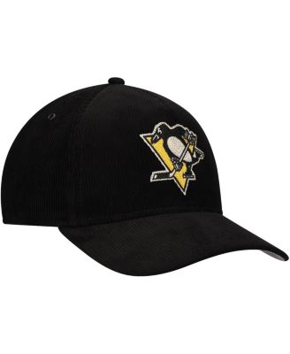 Men's Black Pittsburgh Penguins Corduroy Chain Stitch Adjustable Hat